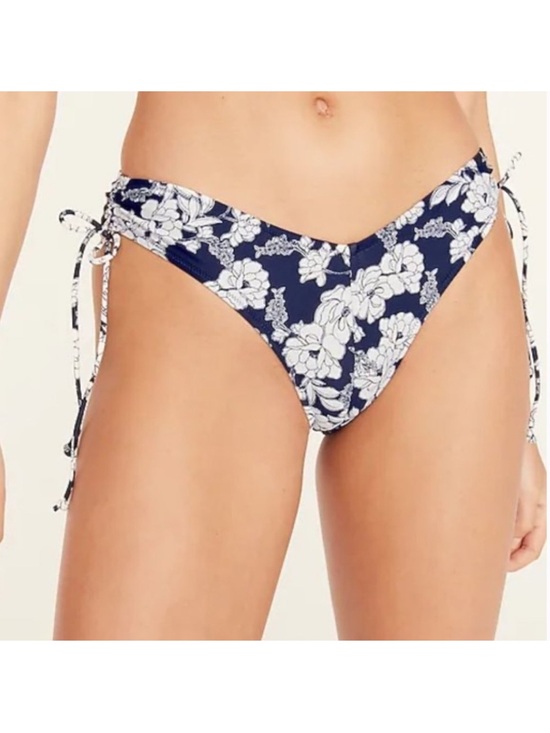 J. Crew Other - J.Crew Floral Tie Side Bikini Bottoms 2X NWT Navy Magnolia Swim